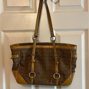 Coach Bags | Coach Satchel Tan Signature C with Tan Patent Leather Trim |